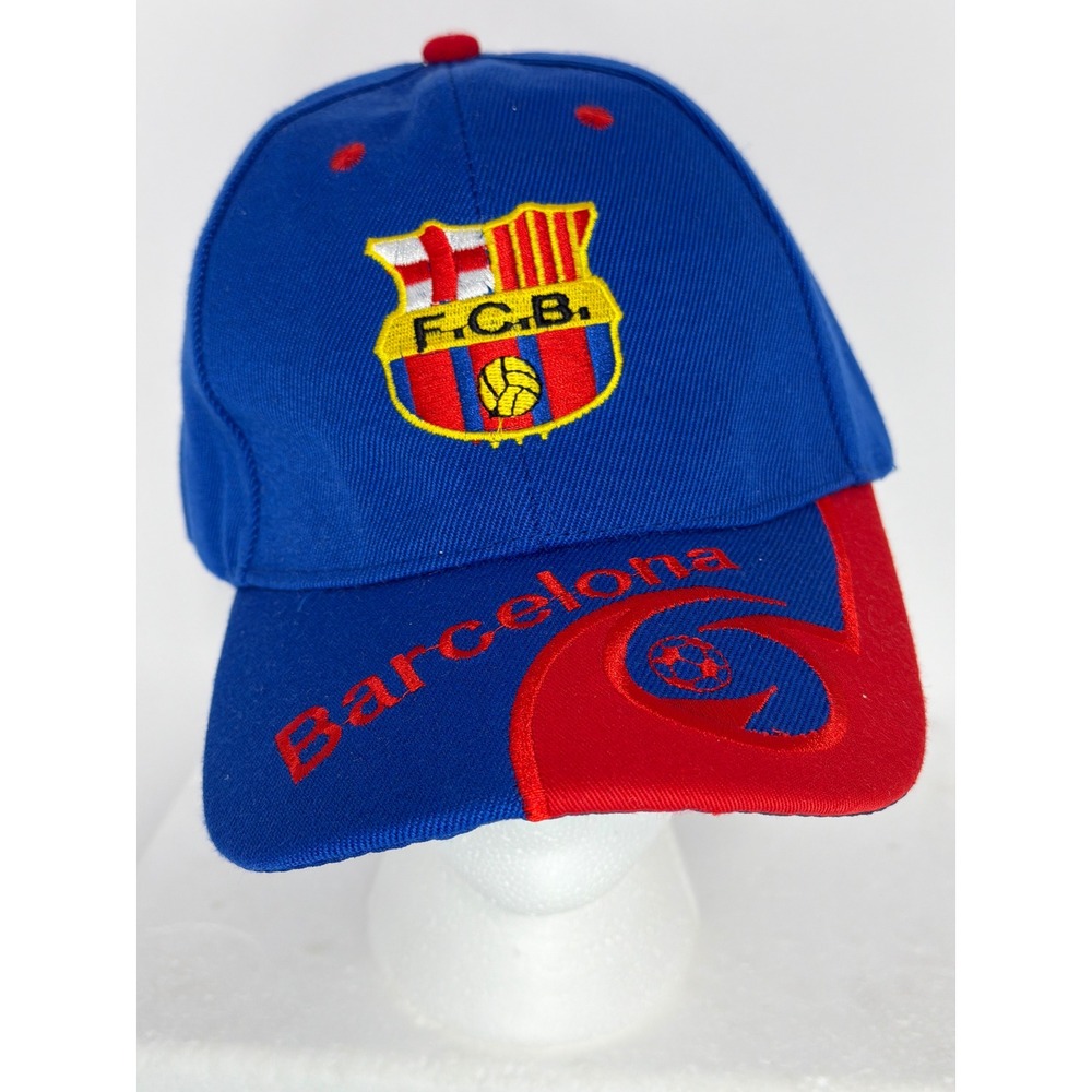 FC Barcelona Soccer Hat Blue Red Embroidered Crest Adjustable Cap Fan Gear